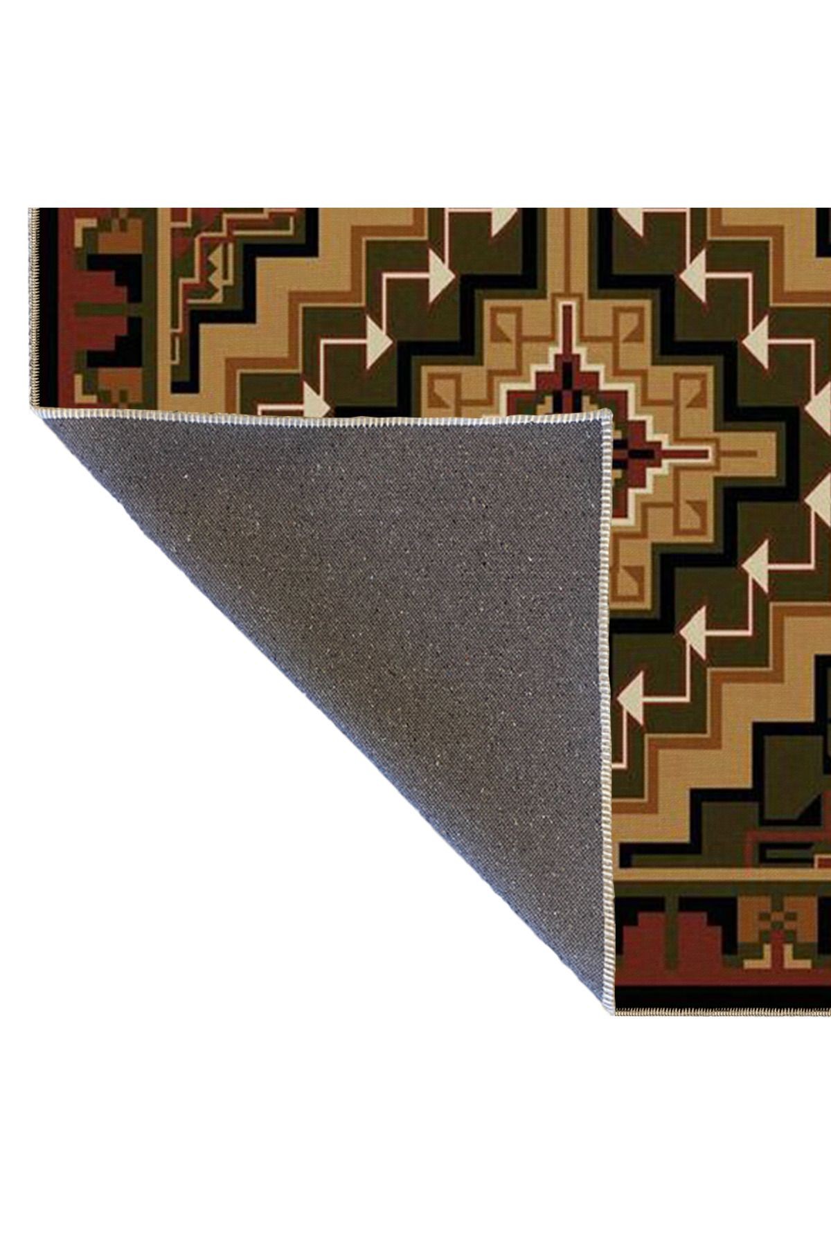 Kahve Bej Temalı Geleneksel Motif Etnik Desenli Vintage Dekoratif Halı 3529