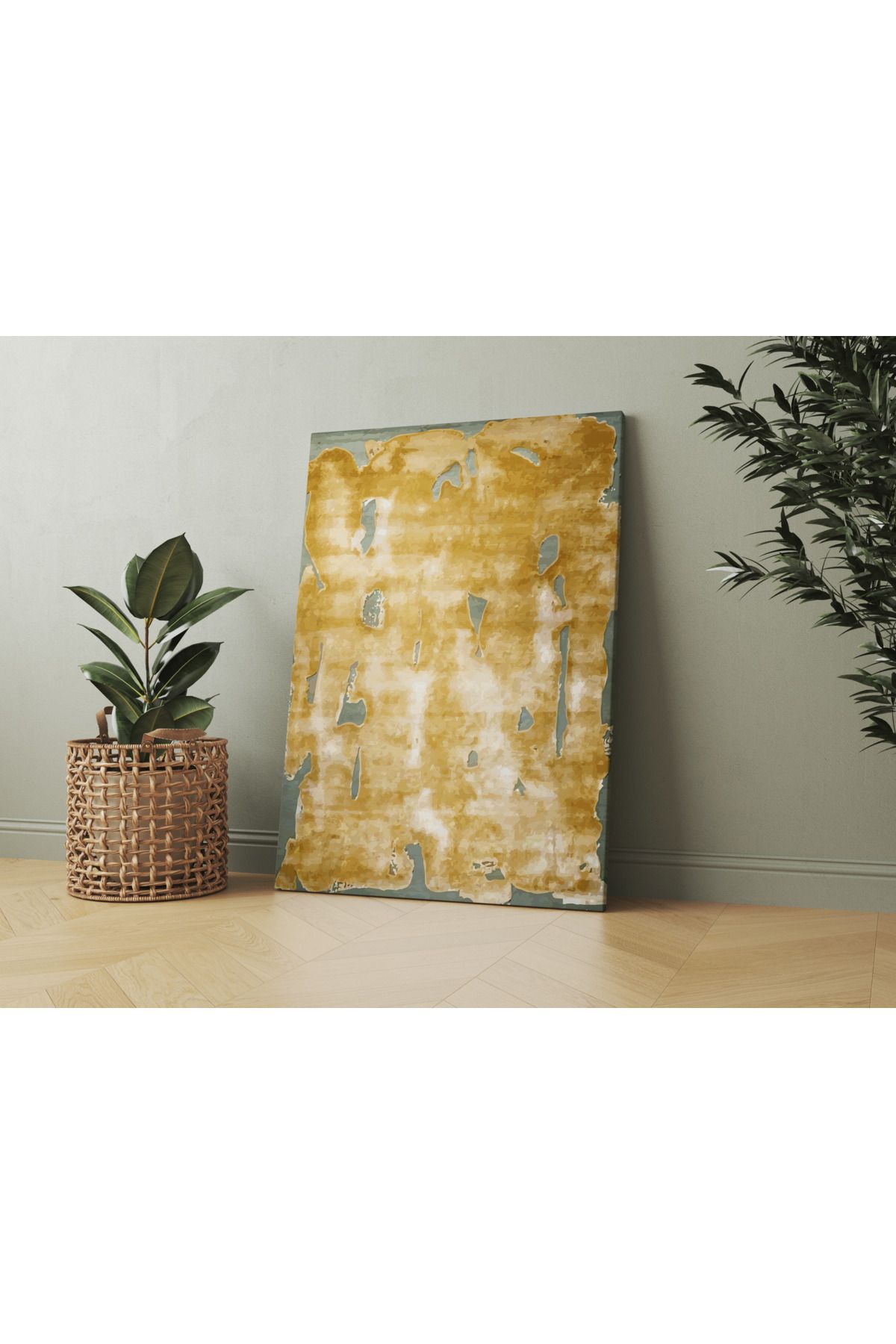 Kanvas Tablo Soyut Hardal Renk