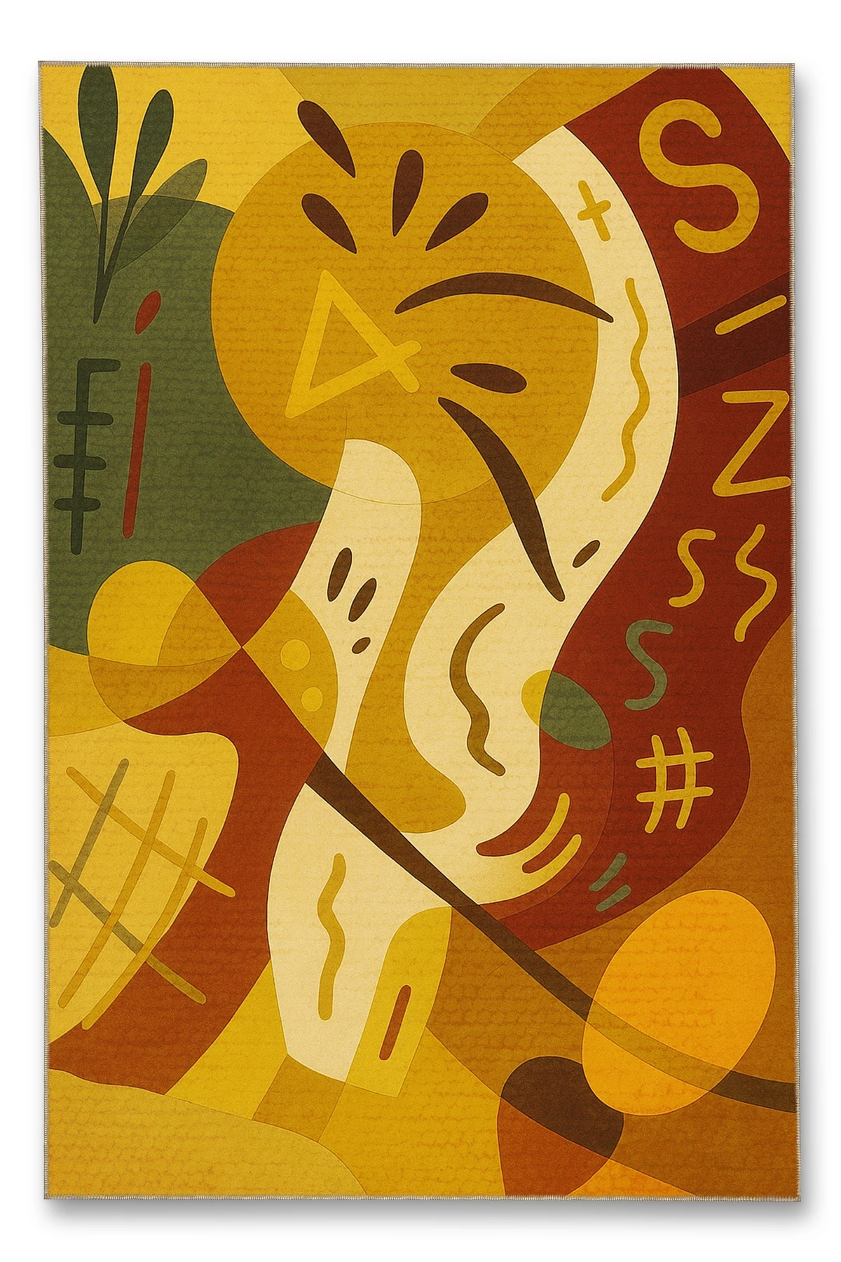 MOSSO Grafiti Motifli Desen Dokuma Taban Vintage Dekoratif Halı mosso902