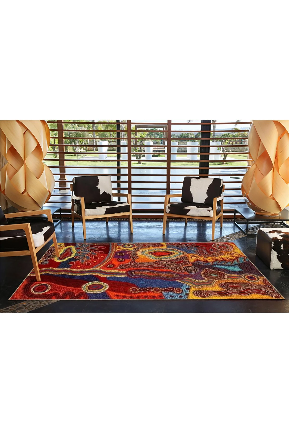 Çok Renkli Abstract Soyut Desenli Kreatif Modern Dekoratif Halı 3590