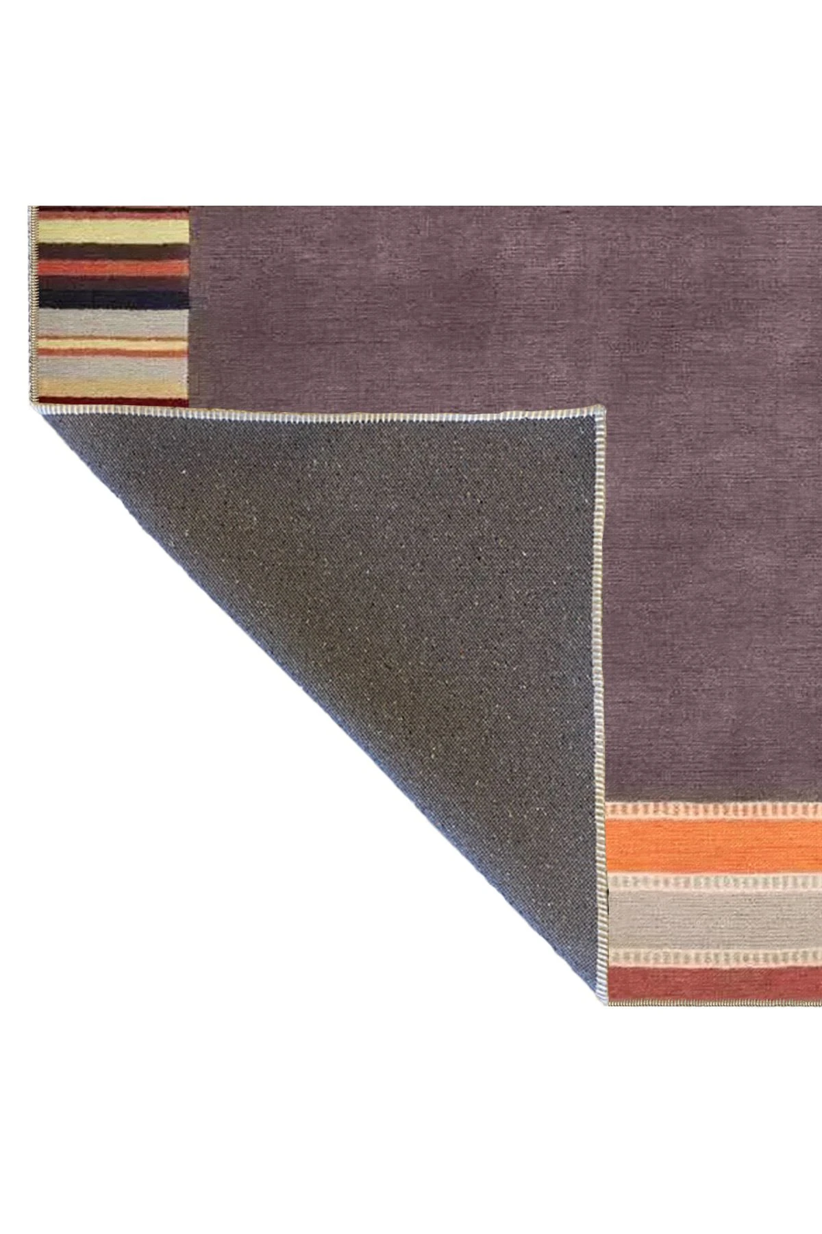 Çizgili Renkli Kahverengi DikdörgenDesenli Dokuma Taban Halı miravip969
