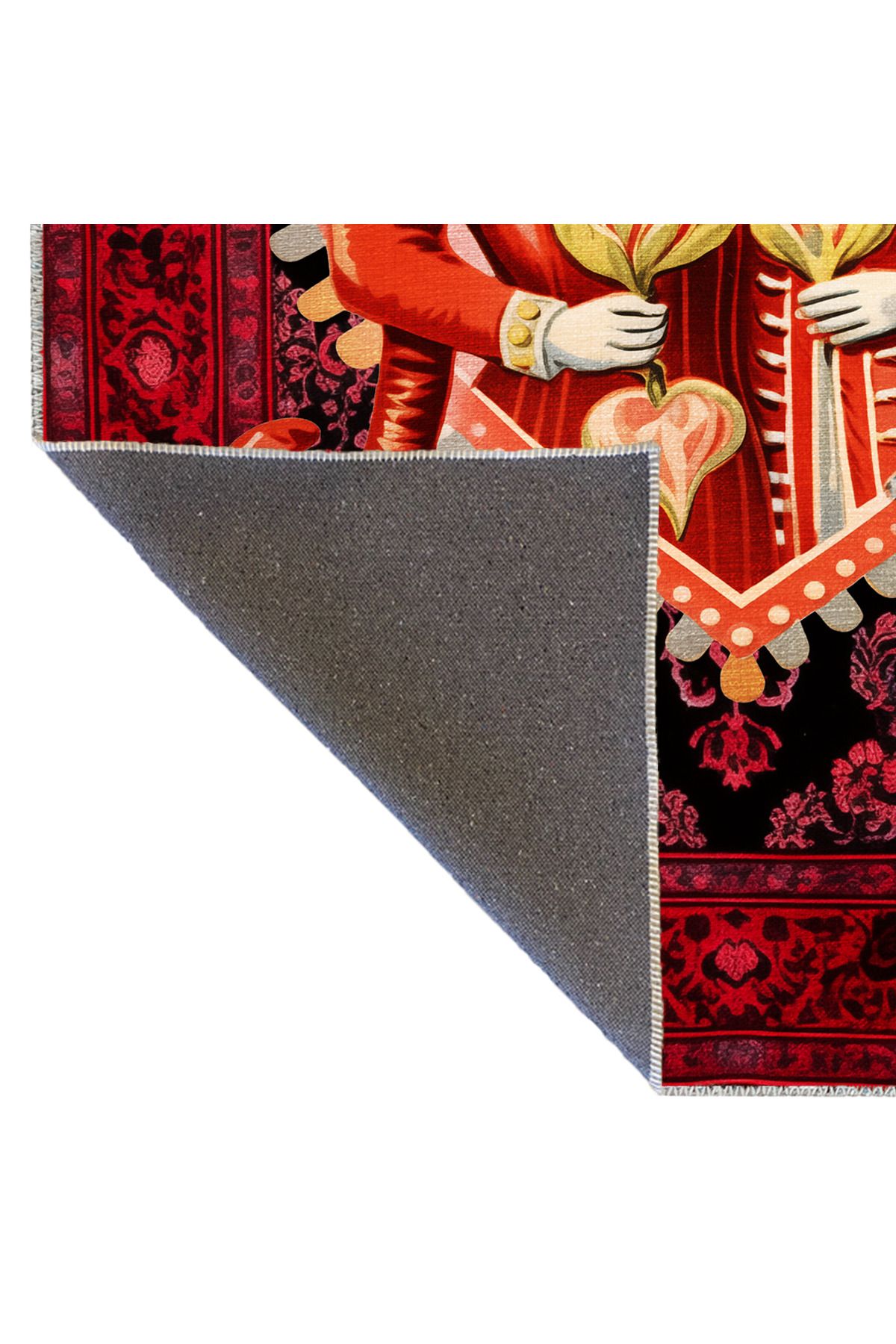 Dido 2 Koleksiyonu Kırmızı Pembe Temalı Motifli Asil Kedi Desenli Vintage Dekoratif Halı 3238