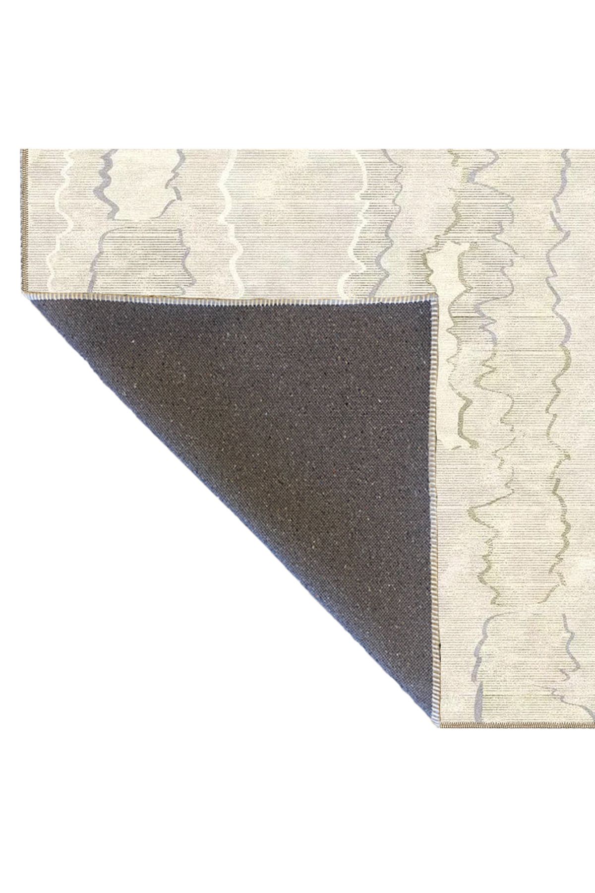 Krem Kırık Çizgili Desenli Dekoratif Halı miravip920