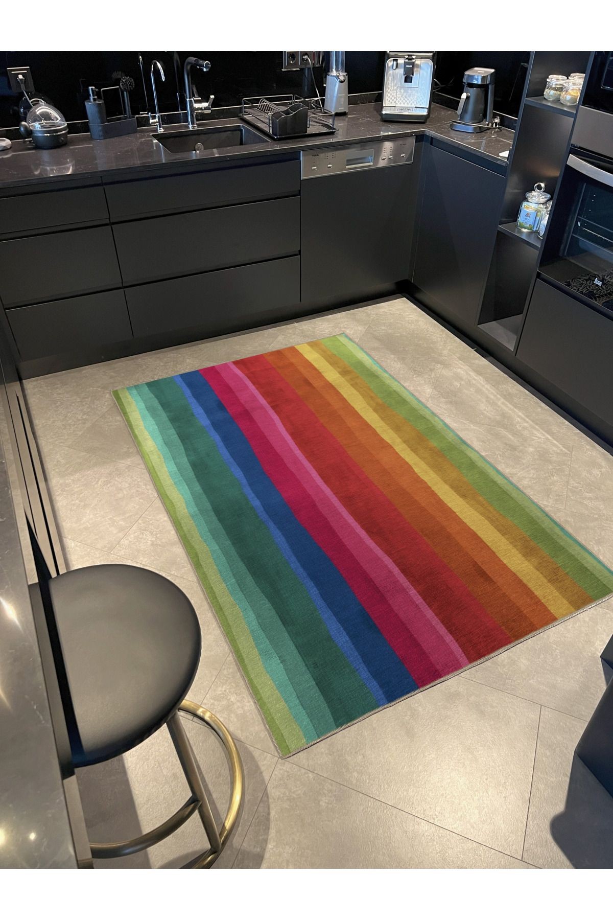 Açık Ton Çok Renkli Dikey Çizgi Kesit Desenli Kreatif Modern Dekoratif Halı 2178