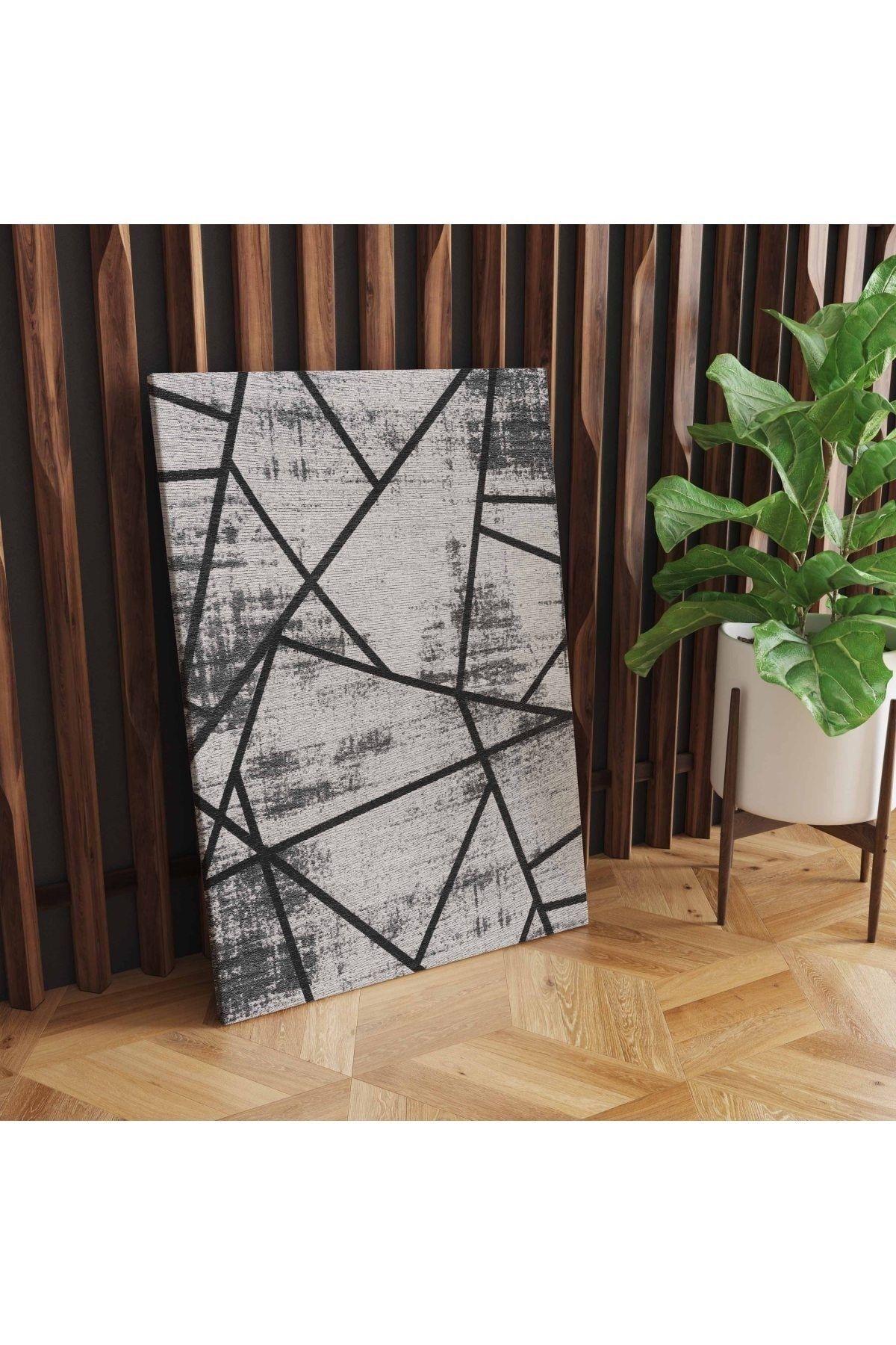Kanvas Tablo Geometrik Temalı Siyah Gri 43