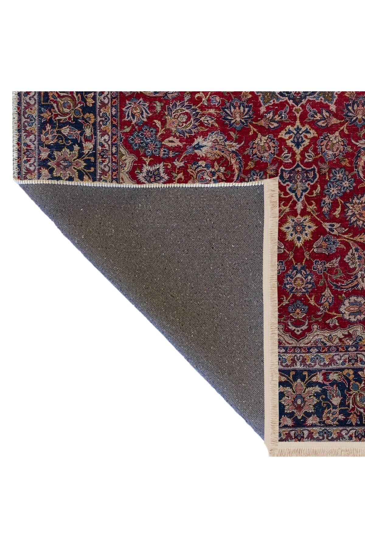 Bordo Bej Temalı Geleneksel Motif Etnik Çiçek Desenli Vintage Dekoratif Halı 2915