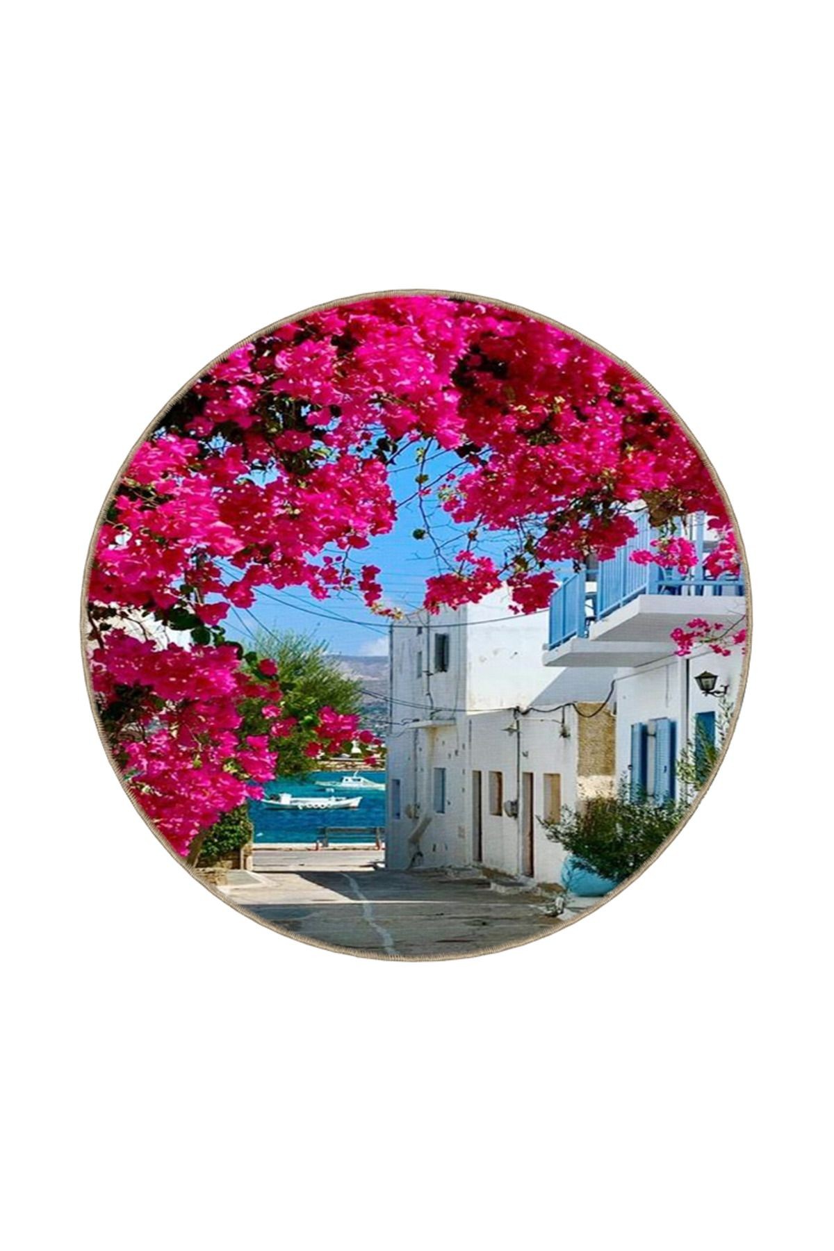 Alaçatı Deniz Manzaralı Desenli Yıkanabilir Halı miravip8234