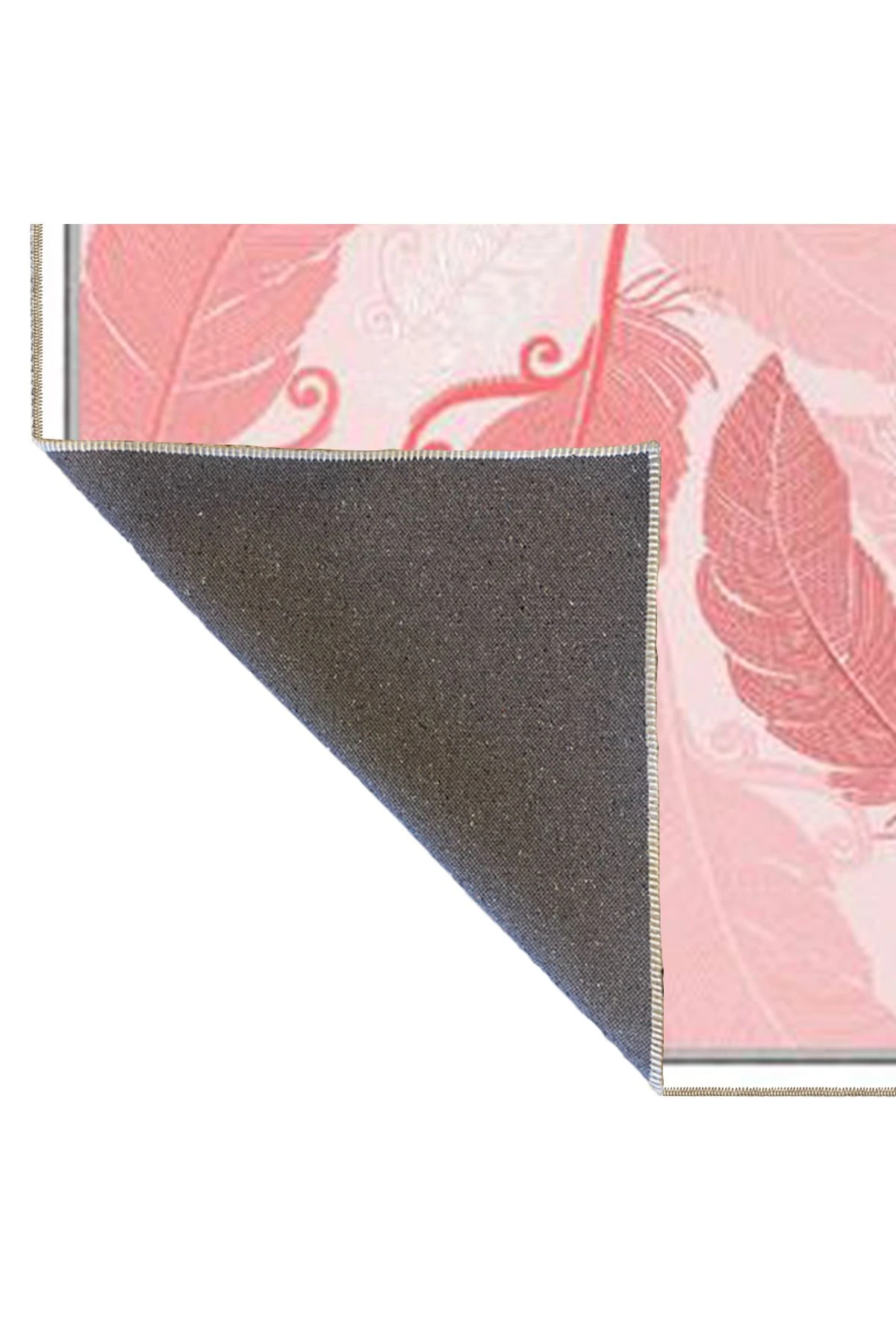 Pembe Renkli Yaprak Desenli Dokuma Taban Halı 3799