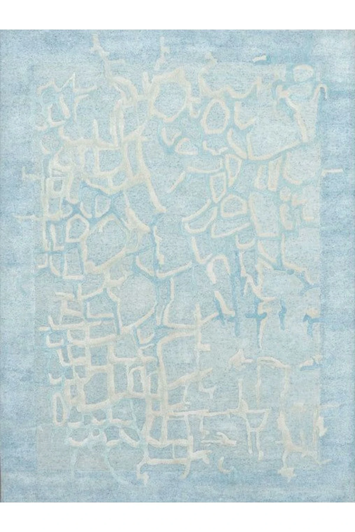 Aysu Koleksiyonu Çok Renkli Mavi Soyut Desenli Dokuma Taban Modern Dekoratif Halı aysu40