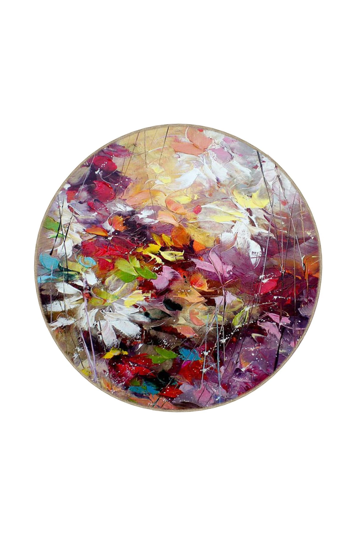 Mor Temalı Çiçekli Modern Desenli Dekoratif ve Dokuma Taban Yıkanabilir Halı miravip8816