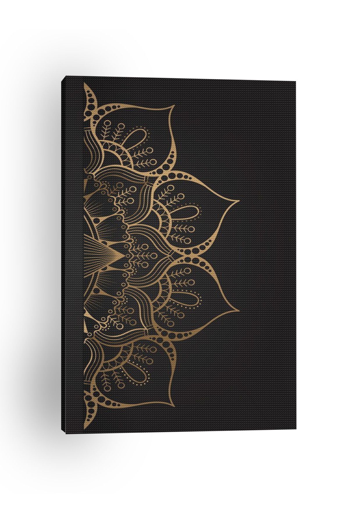 Kanvas Tablo Yarım Çiçek Temalı Desenli Temalı Tablo