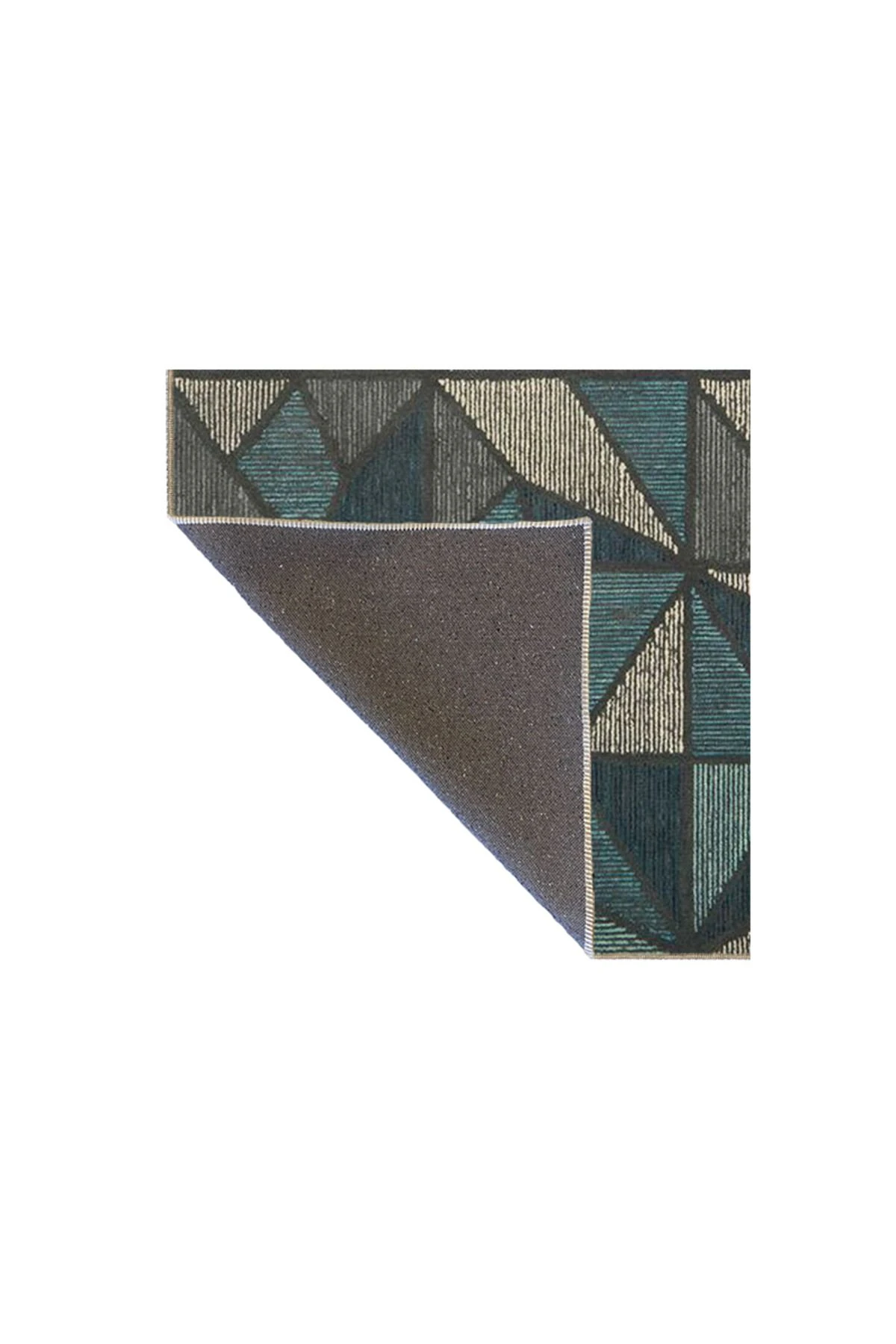 Yeşil Krem Geometrik Desenli Dokuma Taban Halı miravip338