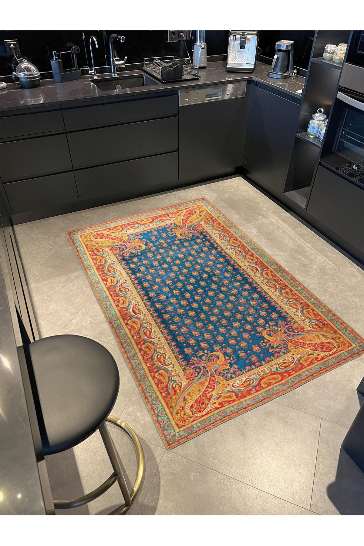 Mavi ve Kırmızı Geleneksel Dokratif Halı 4234