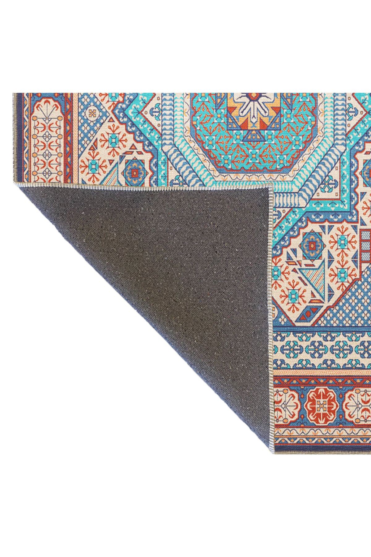 Çok Renkli Geleneksel Motif Etnik Desenli Vintage Dekoratif Halı 3435