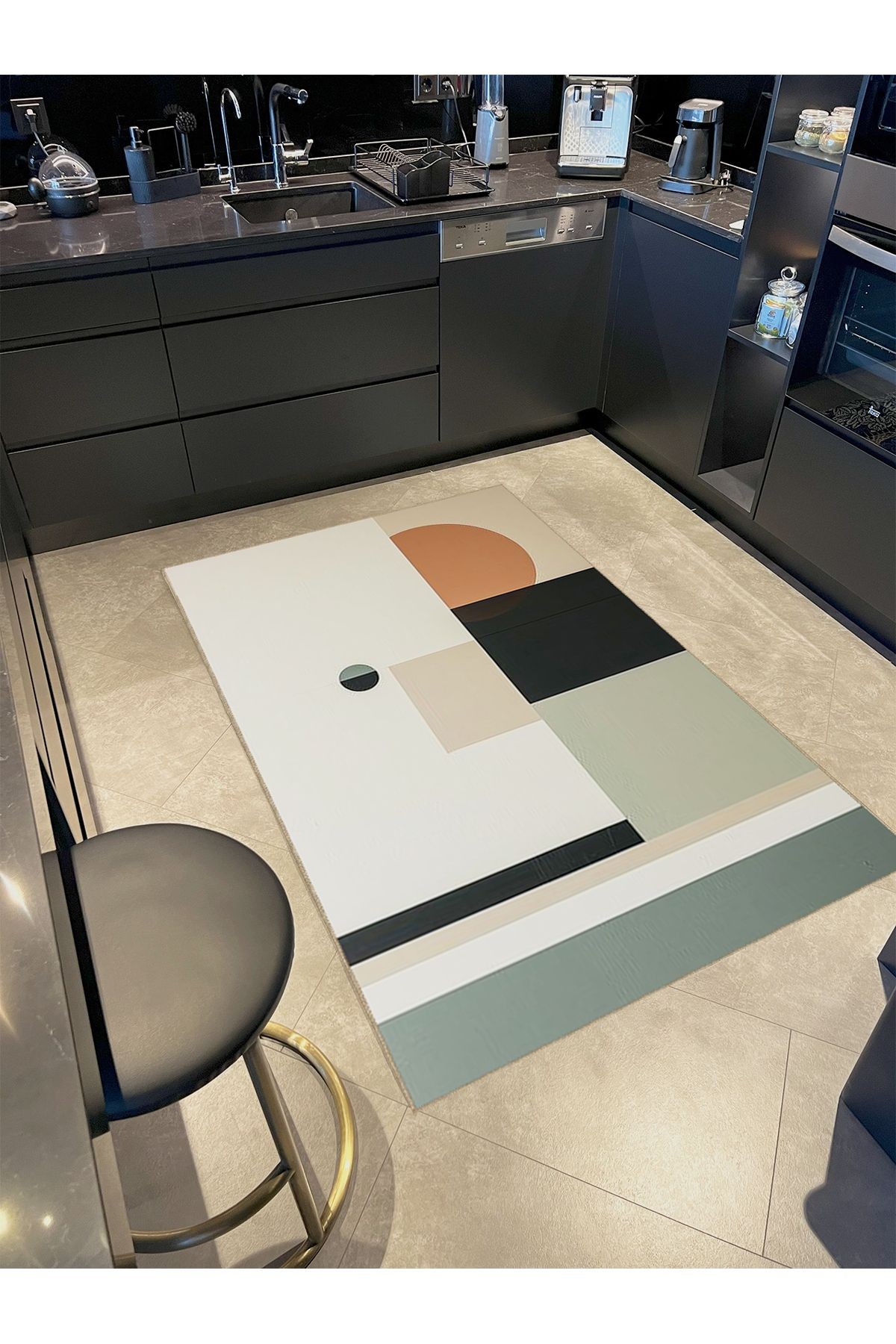 Emre Koleksiyonu Açık Tonlarda Soyut Geometrik Desenli Dokuma Taban Modern Dekoratif Halı 47
