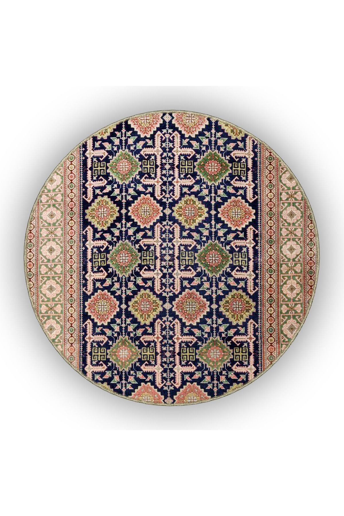 Bej Temalı Geleneksel Motif Etnik Desenli Vintage Dekoratif Halı 4753