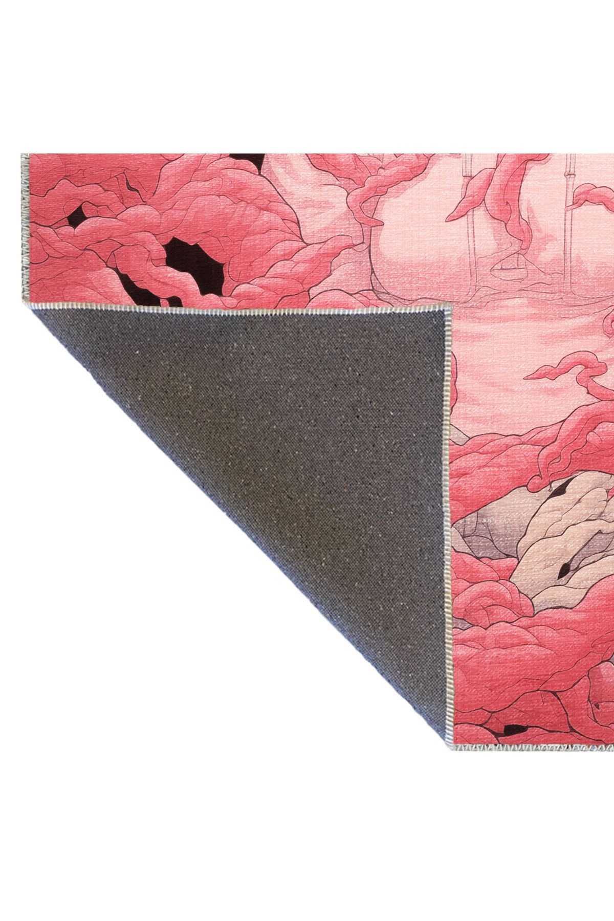 Dido 2 Koleksiyonu Pembe Temalı Sürrealist Tasarım Kadın Kaplan Desenli Modern Dekoratif Halı 3229