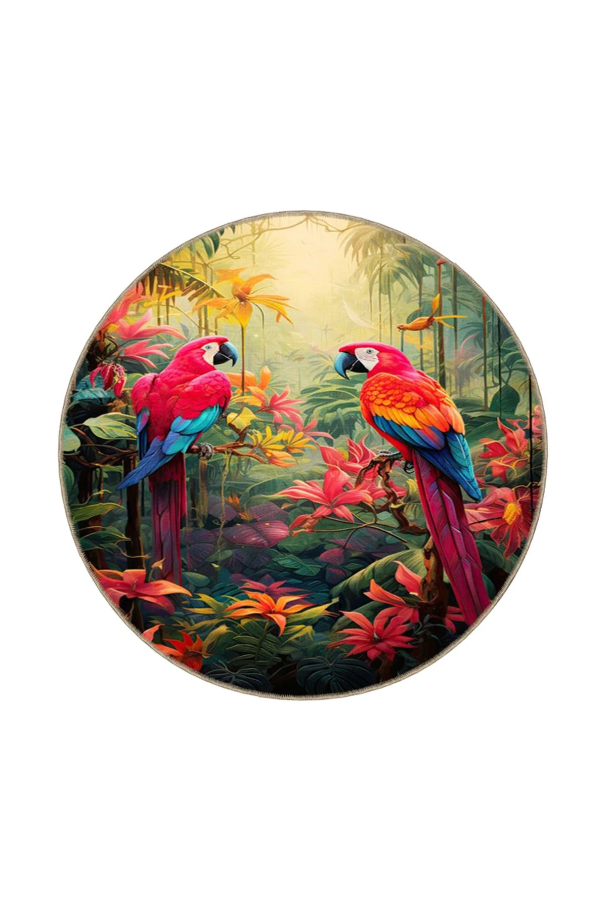 Kırmızı Renklerde Papağan Modern Dokuma Taban ve Dekoratif Halı miravip416