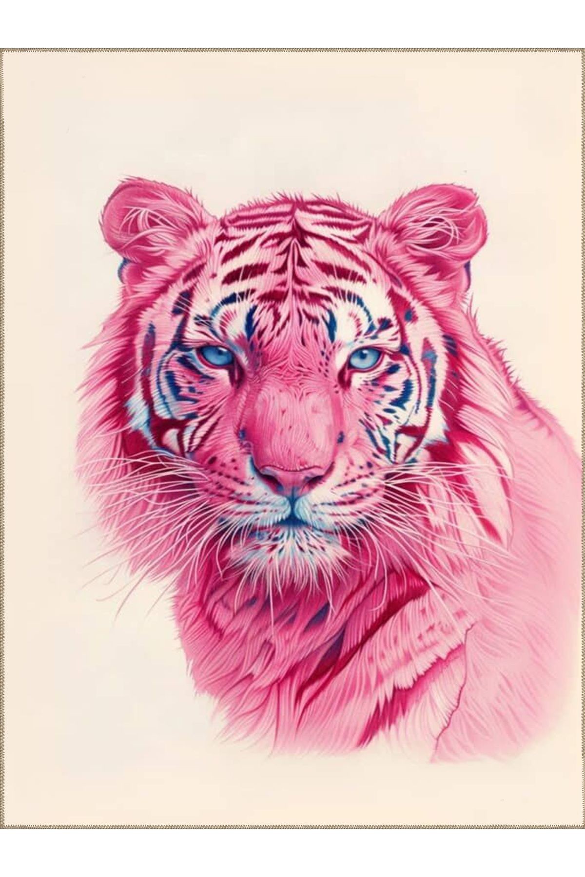 İnci Koleksiyonu Mavi Gözlü Pembe Kaplan Desenli Dokuma Taban Modern Dekoratif Halı inci67