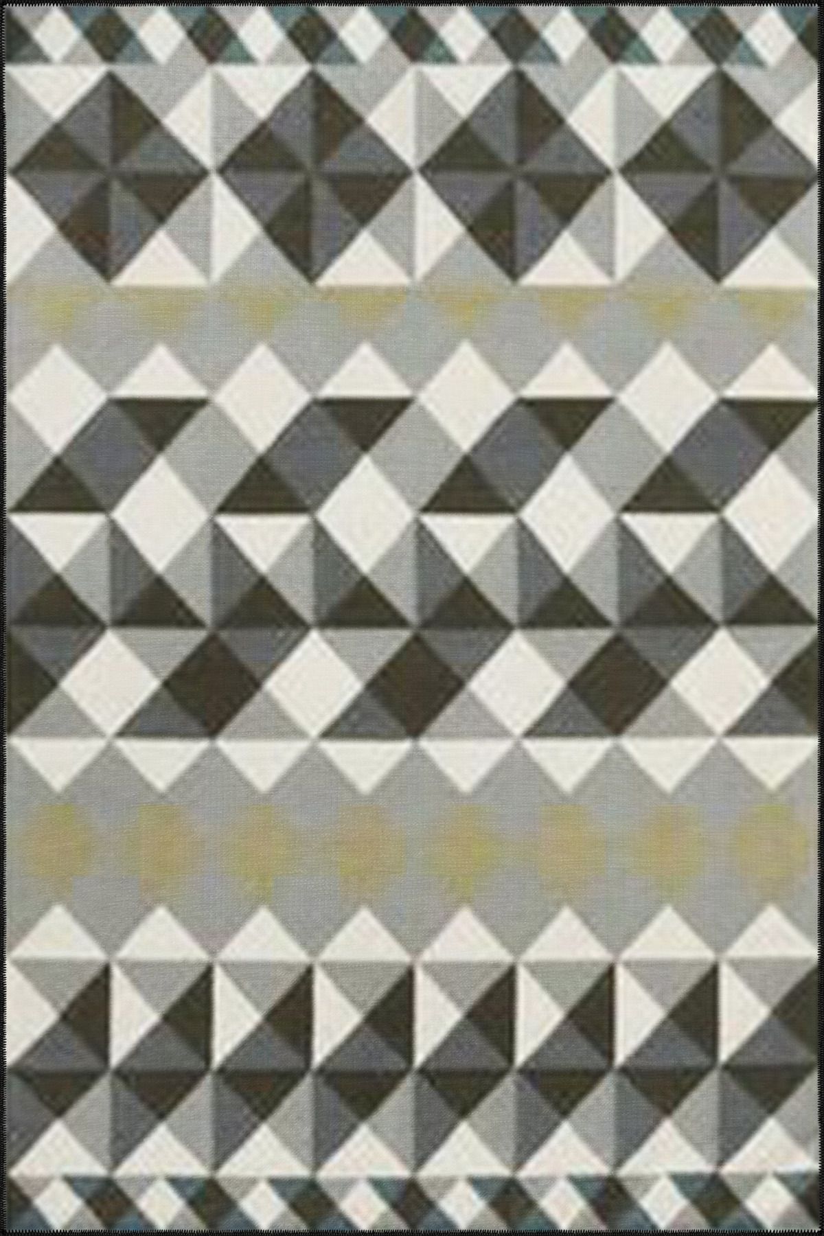 Gri Renkli Açık Tonlarda Çapraz Desenli Modern Dekoratif Halı 4459