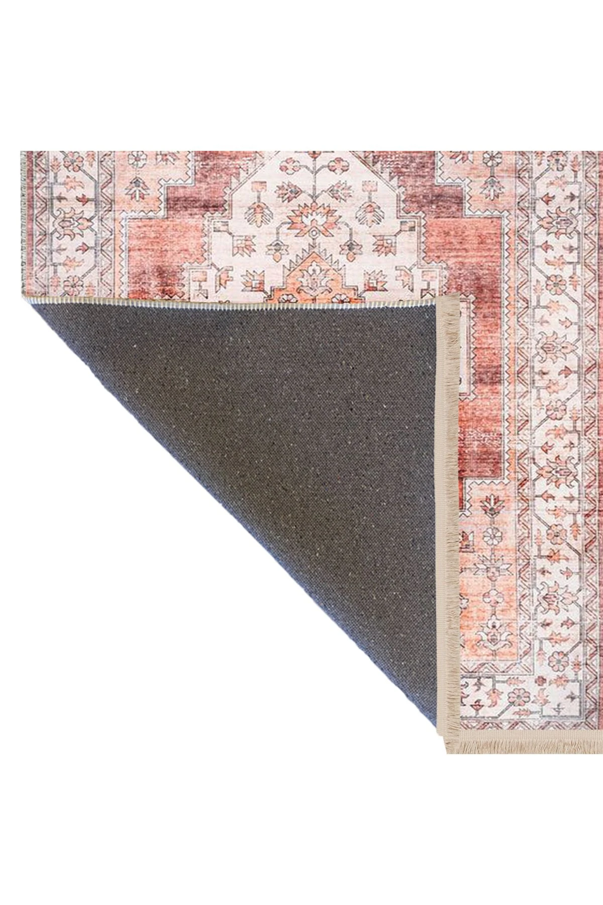 Asena Koleksiyonu Turuncu Tonlarda Geleneksel Motif Desenli Vintage Dekoratif Halı 24