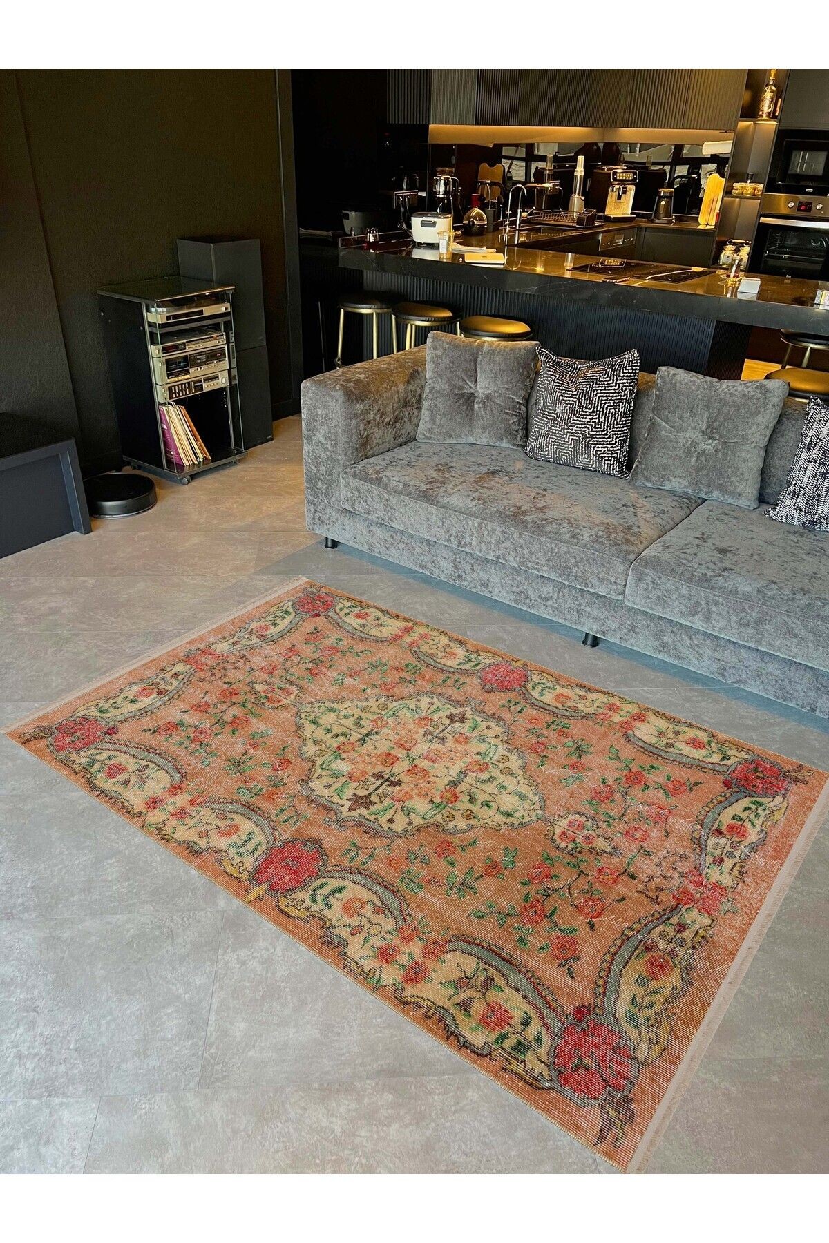 Memlük Koleksiyonu Çok Renkli Geleneksel Motif Vintage Desenli Dokuma Taban Dekoratif Halı memlük11