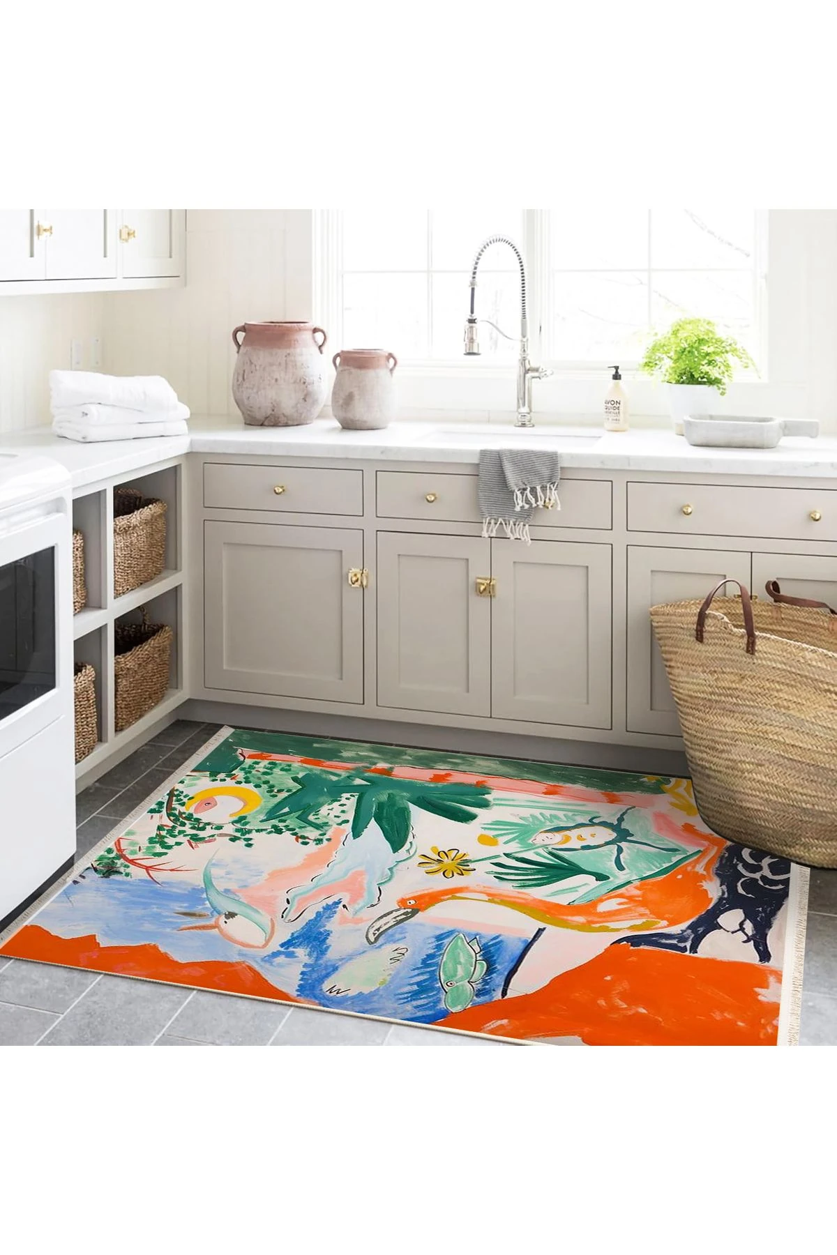 Yılmaz Koleksiyonu Pastel Tonlarda Kaz Çiçekler ve Güneş Desenli Kreatif Modern Dekoratif Halı 15