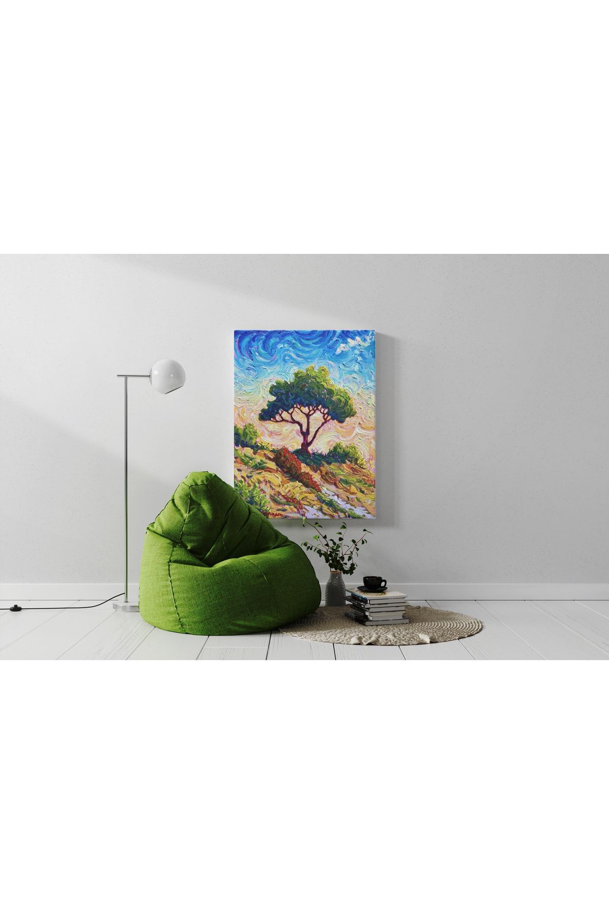 Kanvas Tablo Ağaç ve Sahil Temalı Desenli Modern Tablo