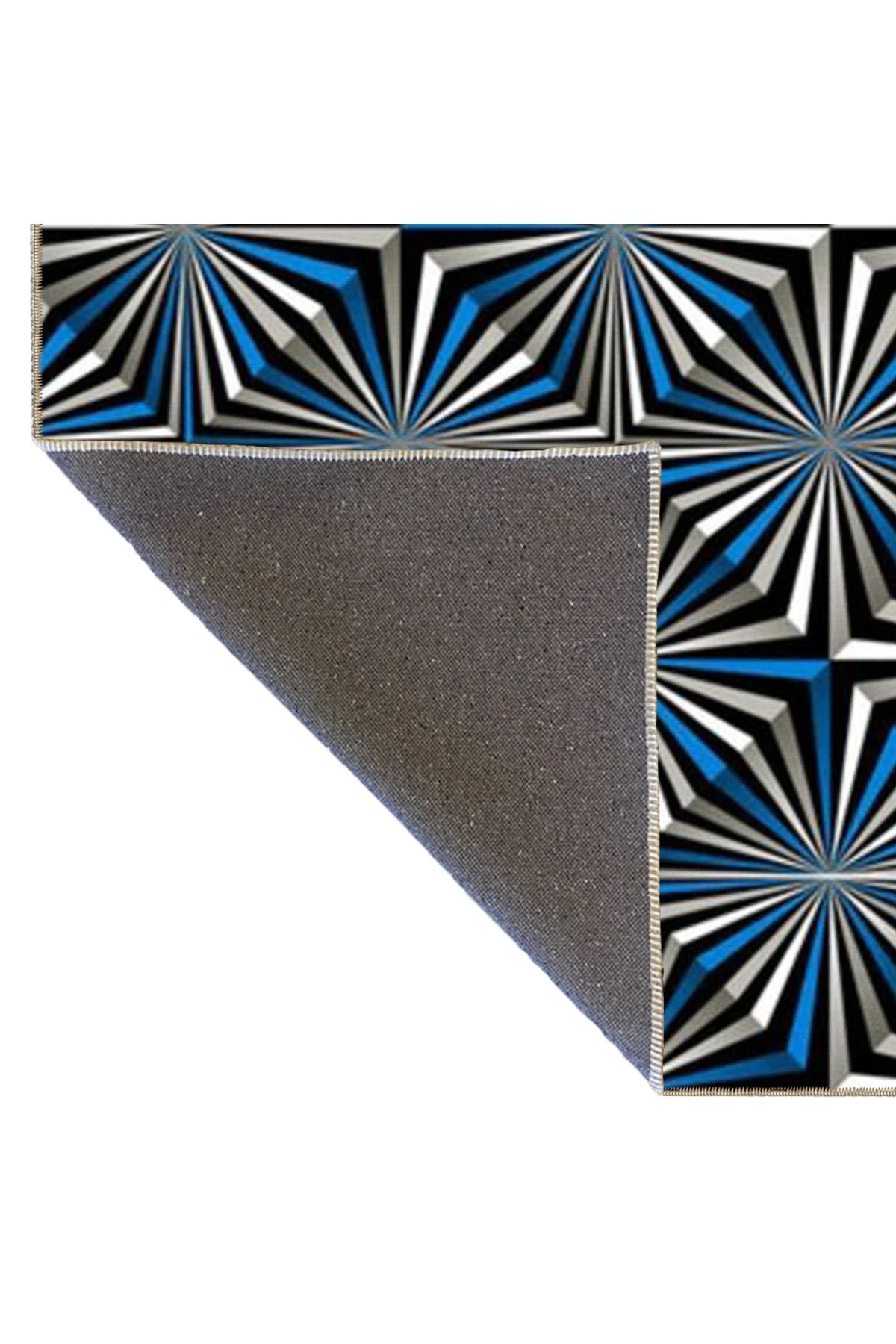 Mavi Gri Temalı Çizgi Şerit Desenli Kreatif Modern Dekoratif Halı 4683