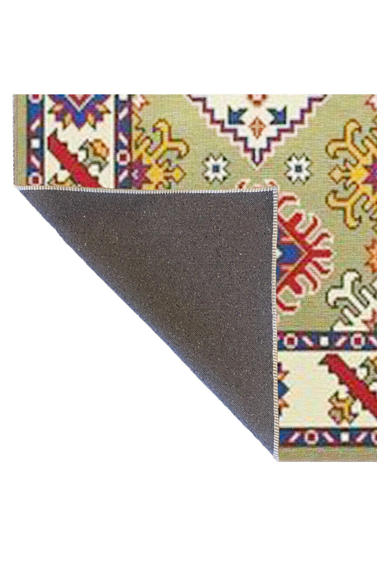 Kahverengi ve Mavi Geometrik Dekoratif Halı 4141