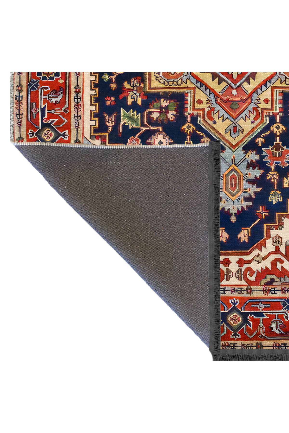 Bordo Siyah Temalı Geleneksel Motif Etnik Desenli Kreatif Vintage Dekoratif Halı 2557