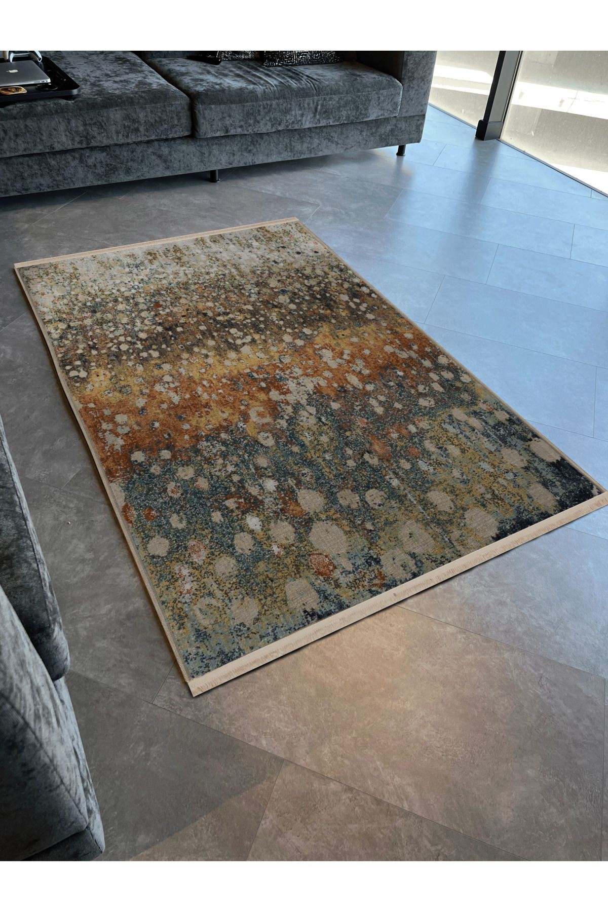 Çok Renkli Soyut Desenli Kreatif Modern Dekoratif Halı 2874