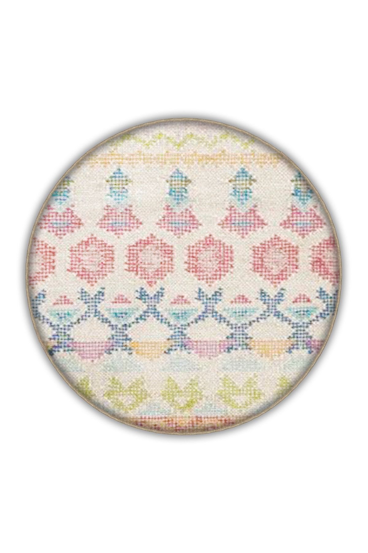 Çok Renkli Karma Geometrik Şekil Desenli Modern Dekoratif Halı 3301