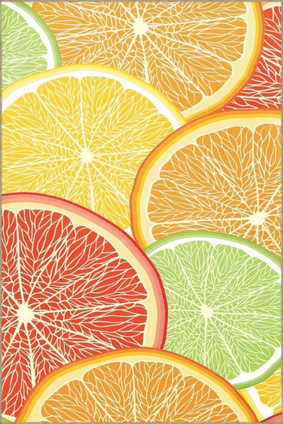 Çok Renkli Meyve Portakal Desenli Kreatif Modern Dekoratif Halı 4716