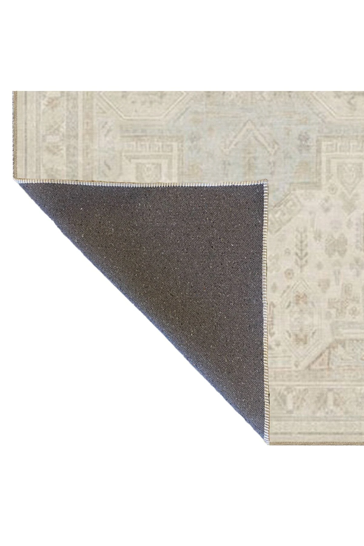 Krem Renkli Geleneksel Desenli Geometrik Dokuma Taban Halı miravip8119