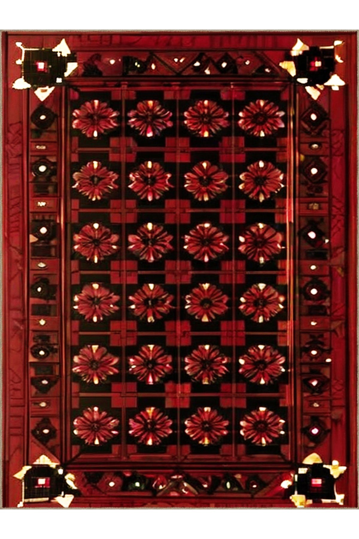 Royal Geometrik Düzende Şekiller Desenli Püskül Detaylı Dokuma Taban Dekoratif Halı royal35