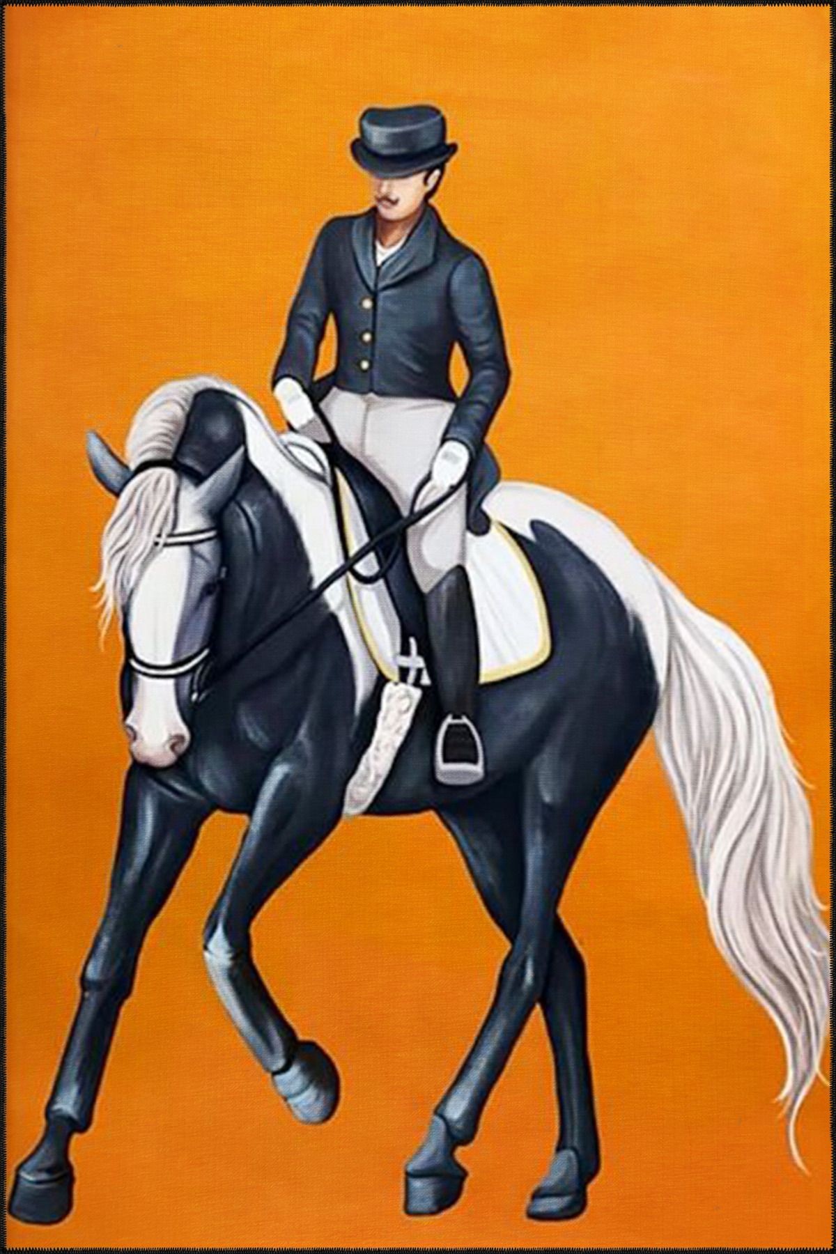 Animal At ve İnsan Desenli Dekoratif Halı miravip714