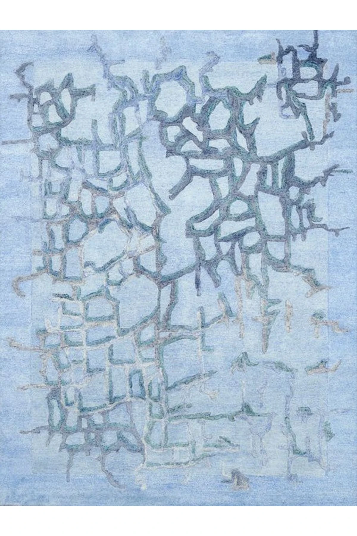 Aysu Koleksiyonu Çok Açık Mavi Soyut Desenli Dokuma Taban Modern Dekoratif Halı aysu39