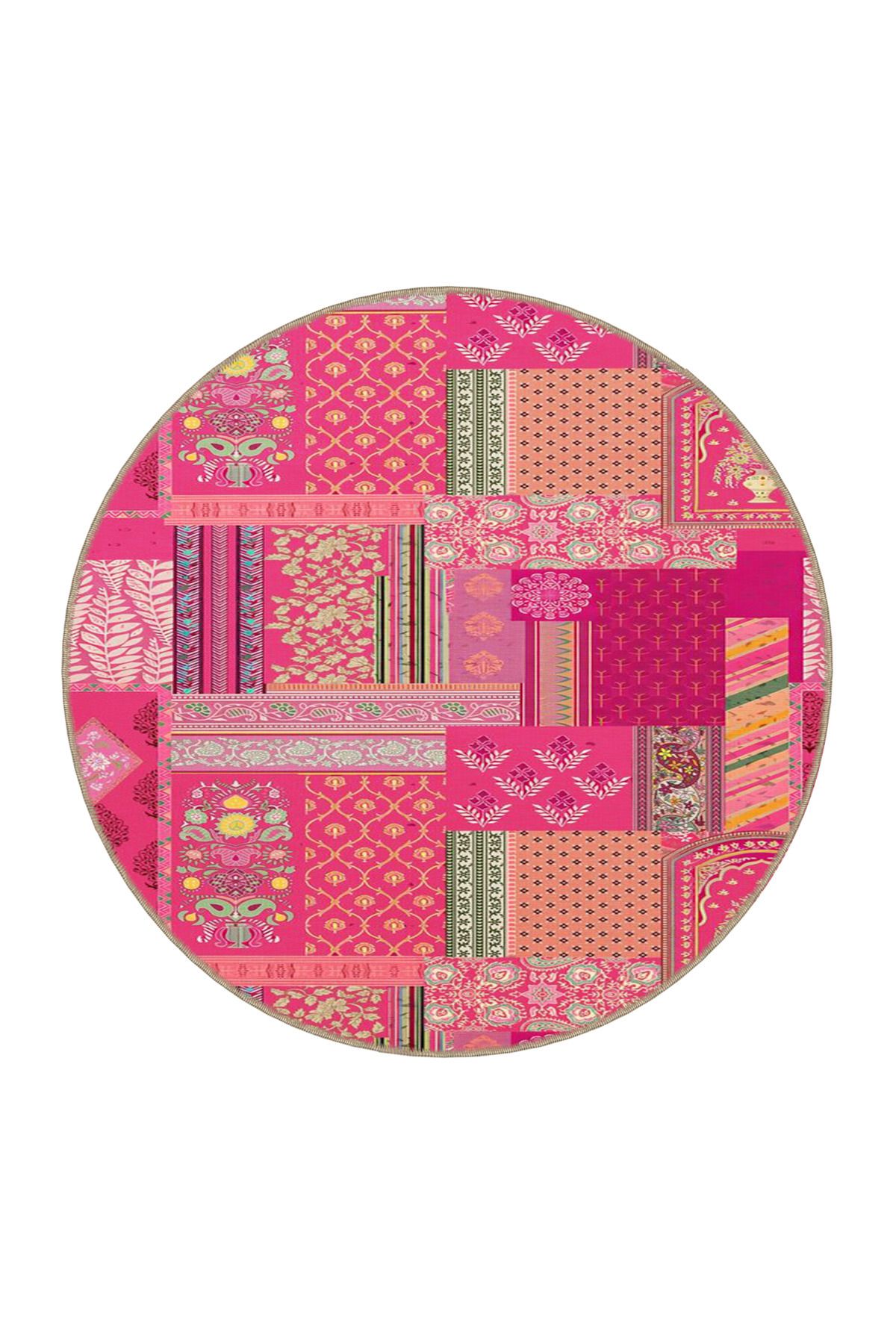 Pembe Renkli Kreatif Dekoratif Dokuma Taban Halı miravip36