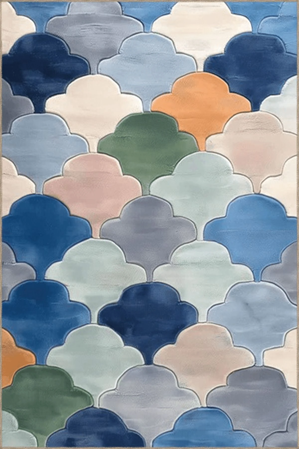 Paris Koleksiyonu Çok Renkli Pathcwork Puzzle Desenli Kreatif Modern Dekoratif Halı 125