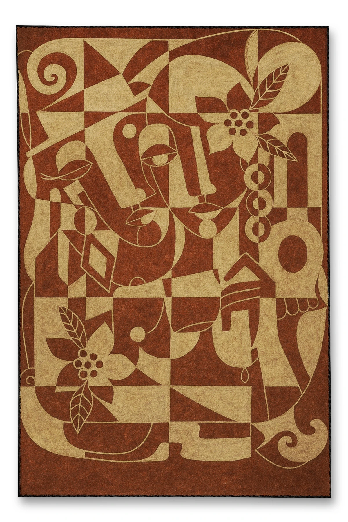 MOSSO Geleneksel Motifli Desen Dokuma Taban Vintage Dekoratif Halı mosso877