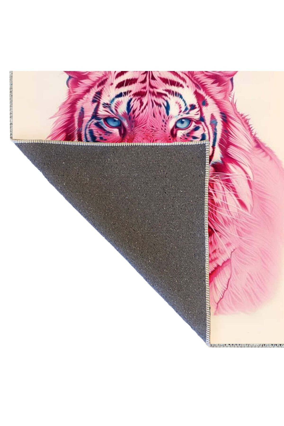 İnci Koleksiyonu Mavi Gözlü Pembe Kaplan Desenli Dokuma Taban Modern Dekoratif Halı inci67
