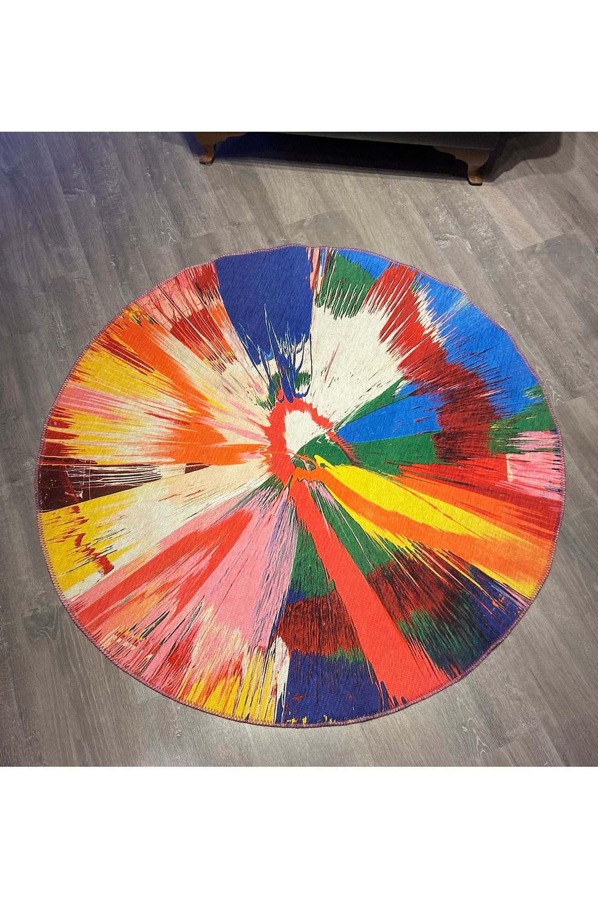 Mira Soyut Desen Çok Renkli Dekoratif Kaymaz Taban Çap Yıkanabilir Halı 819