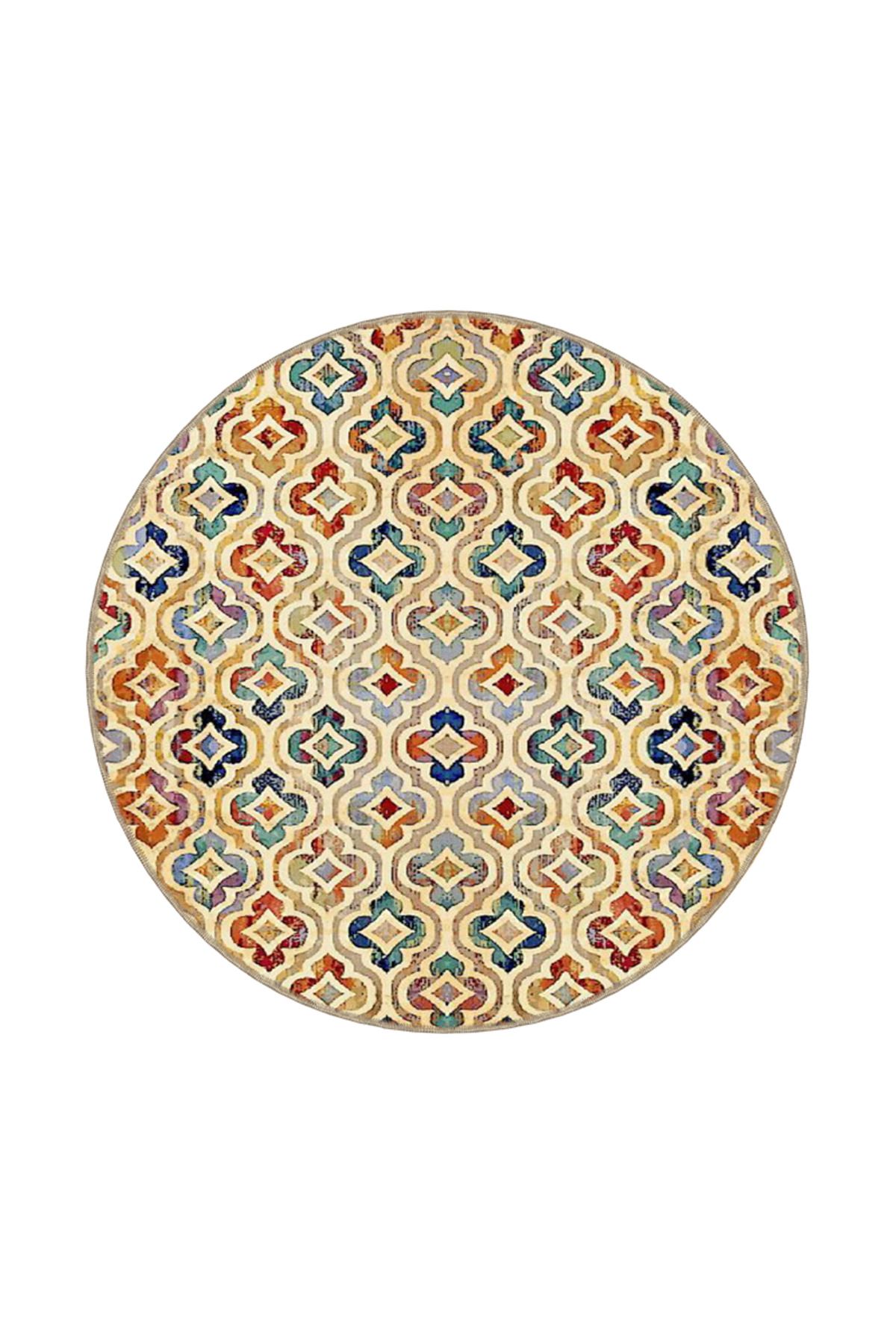 Karışık Renkli Etnik Desenli Dekoratif Halı 4354