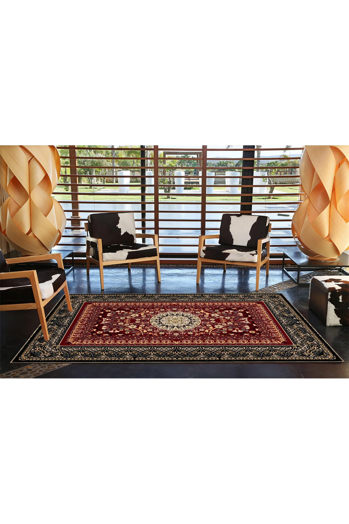 Geleneksel Desenli Bordo Dokuma Taban Halı 4289