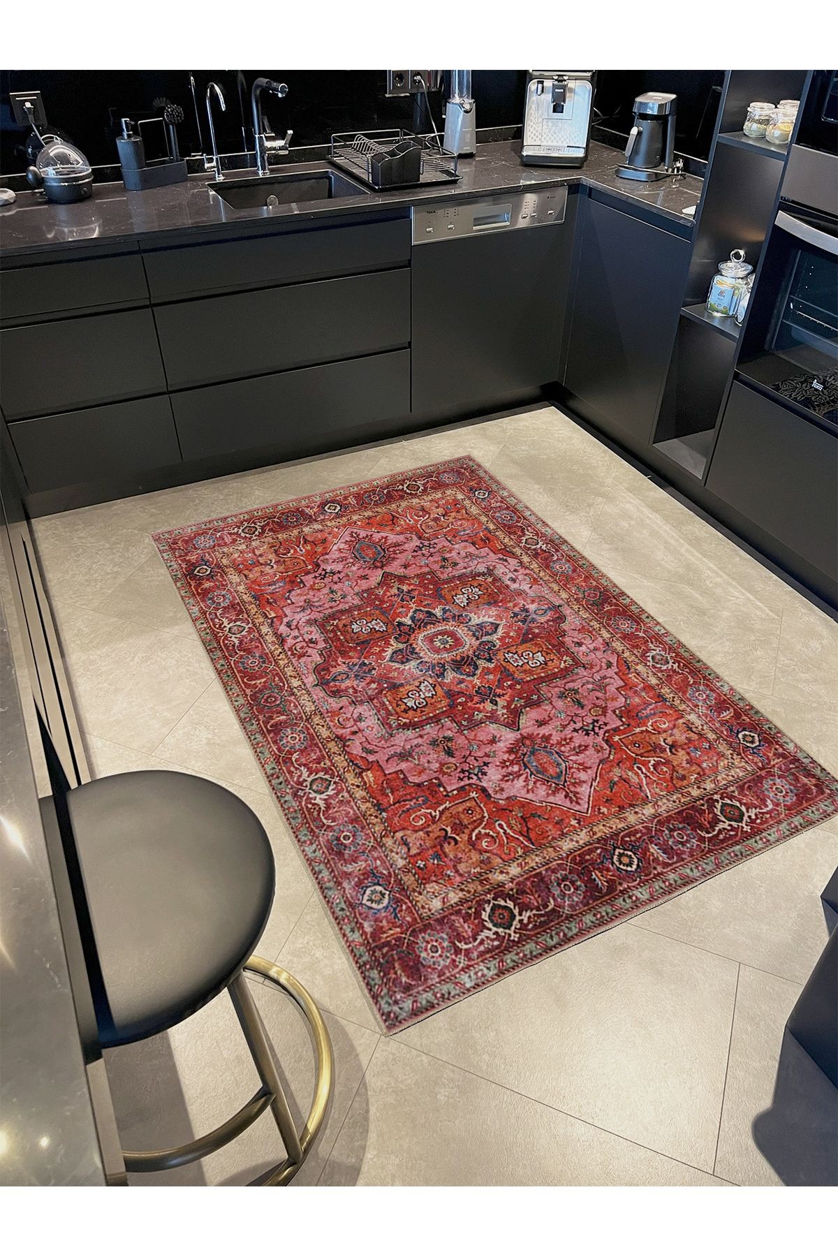 İnci Koleksiyonu Vintage Desenli Dokuma Taban Modern Dekoratif Halı inci57