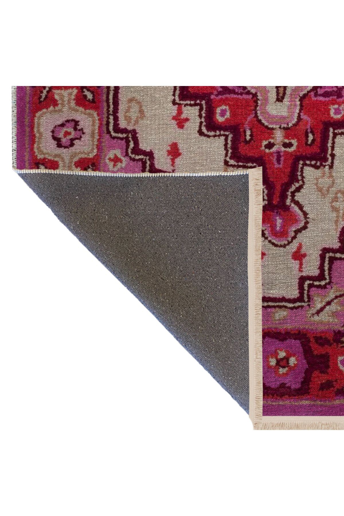 Pembe Temalı Geleneksel Motif Etnik Desenli Kreatif Vintage Dekoratif Halı 2763