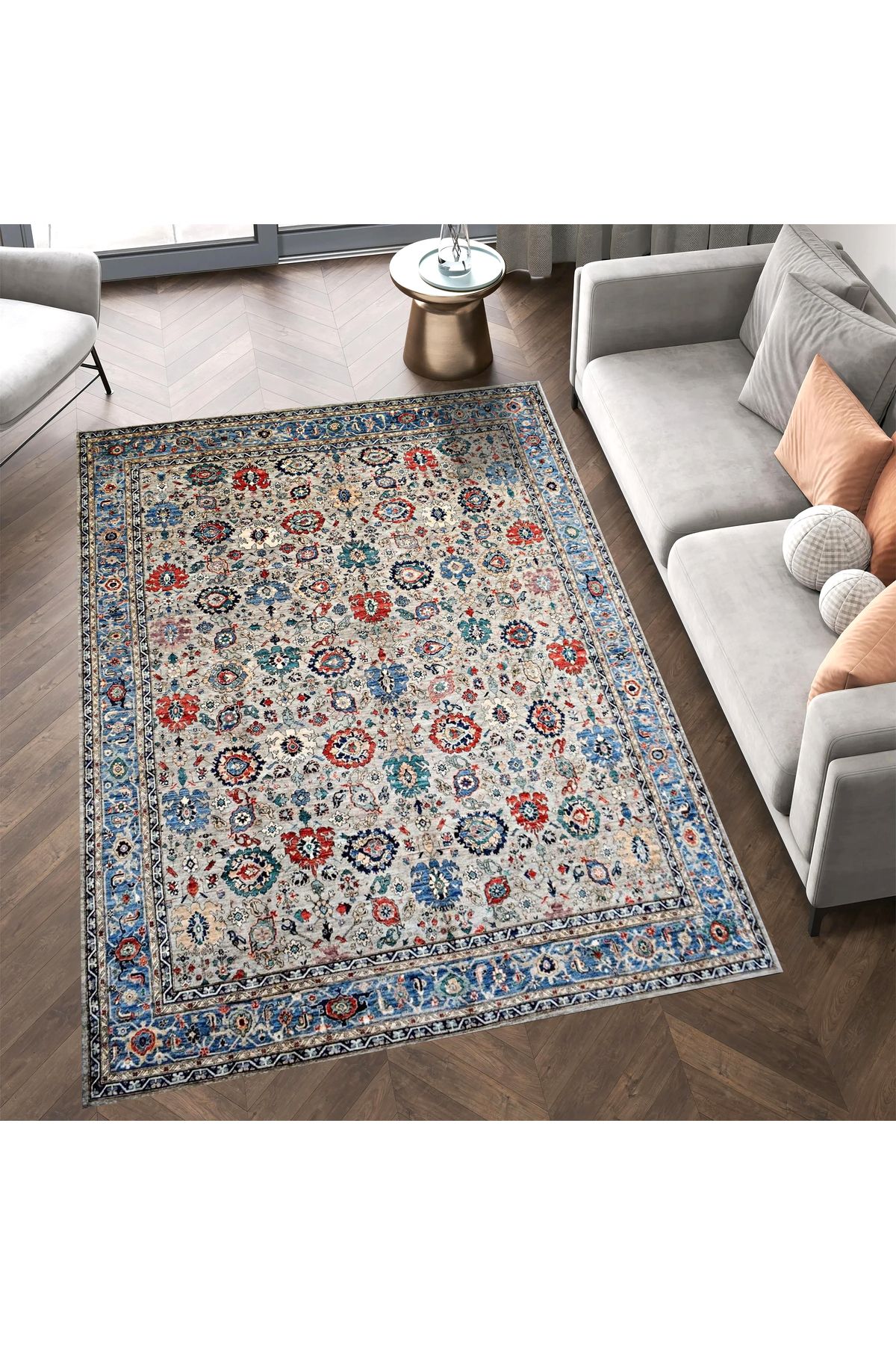 Mete Koleksiyonu Çok Renkli Etnik Motifler Desenli Vintage Dekoratif Halı 05