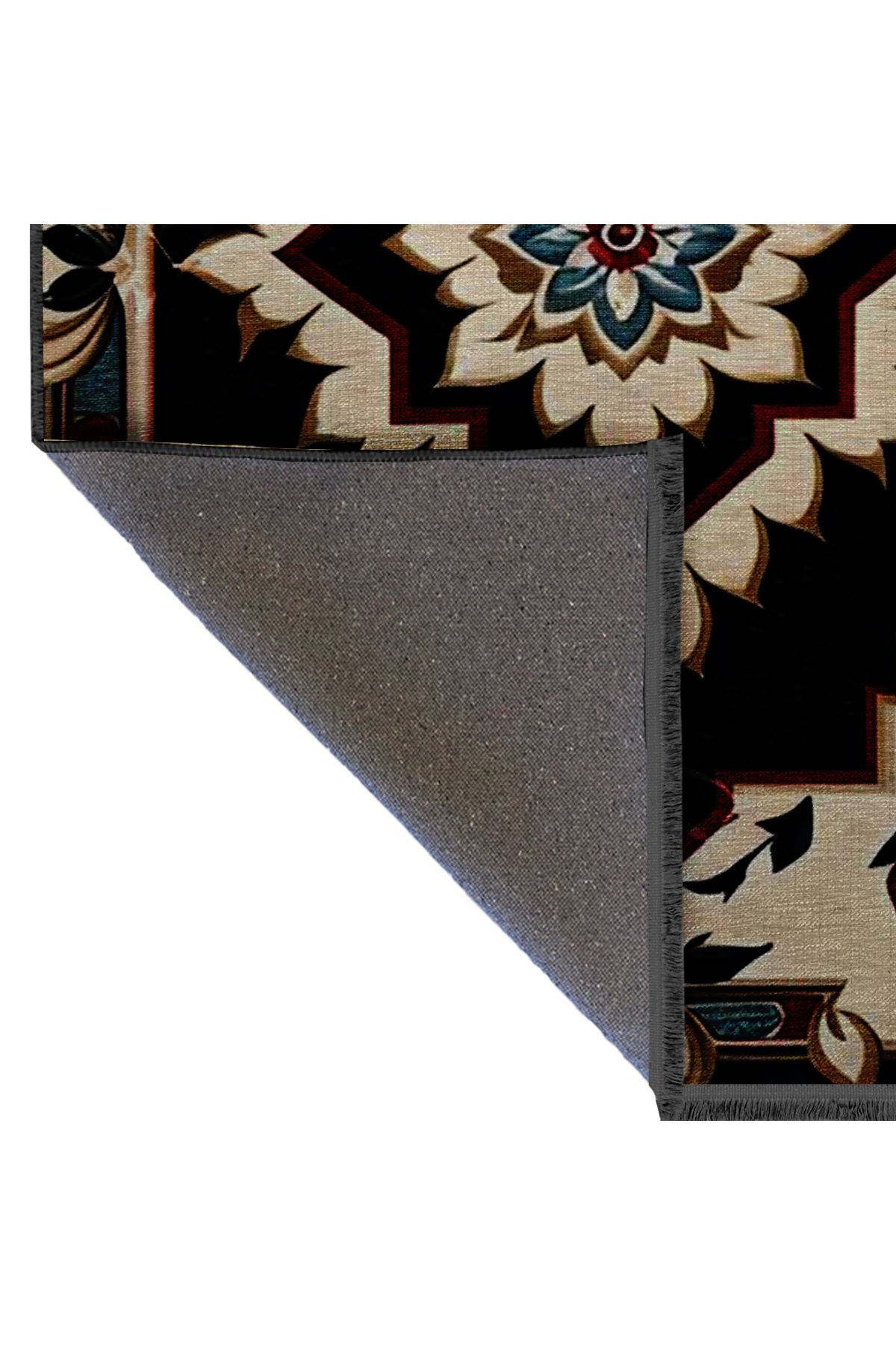 Çok Renkli Antik Tasarım Serisi Bordo ve Bej Detaylı Desenli Vintage Dekoratif Halı antik39