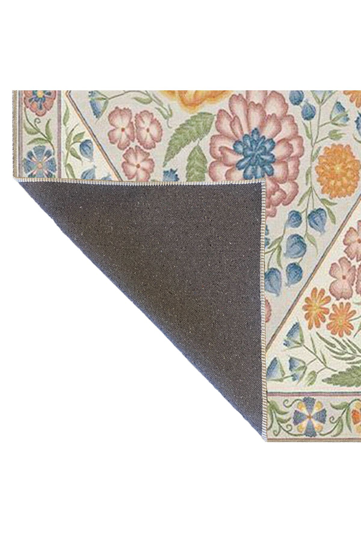 Geleneksel Yamuk Desenli Çok Renkli Yıkanabilir Dekoratif Halı miravip8059